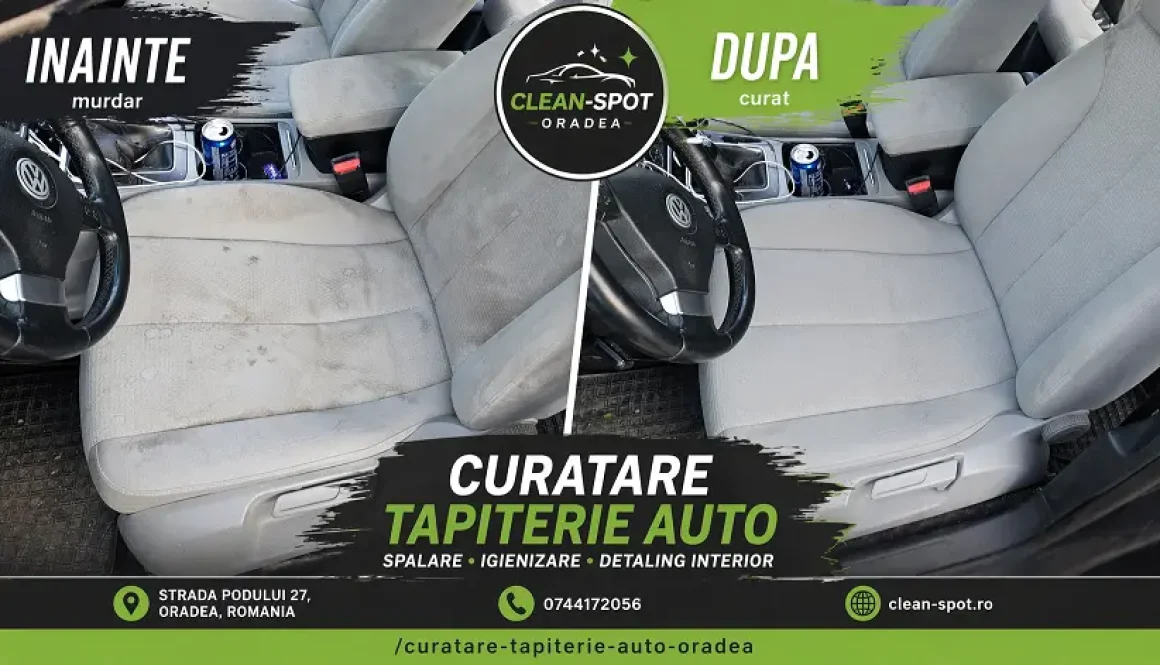 Curatare tapiterie auto Oradea – rezultat inainte si dupa CleanSpot curatare tapiterie auto Oradea inainte si dupa rezultat profesional CleanSpot
