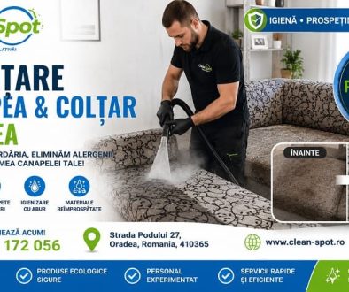 Curățare Canapea și Colțar Oradea – Spălare Profesională Mobilă cu Extracție și Eliminare Pete | Clean-Spot Oradea Curățare profesională canapea și colțar în Oradea realizată de Clean-Spot Oradea prin extracție, injectie-extractie și igienizare cu abur pentru eliminarea petelor, murdăriei și mirosurilor