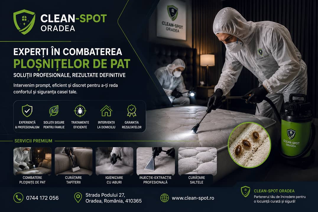 Clean-Spot Oradea - servicii premium de combatere a ploșnițelor de pat, curățare, igienizare și dezinfecție la domiciliu în Oradea.